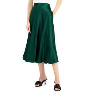NWT Alfani Women's Green Cedar Balsam A-Line Midi Skirt Size 6
